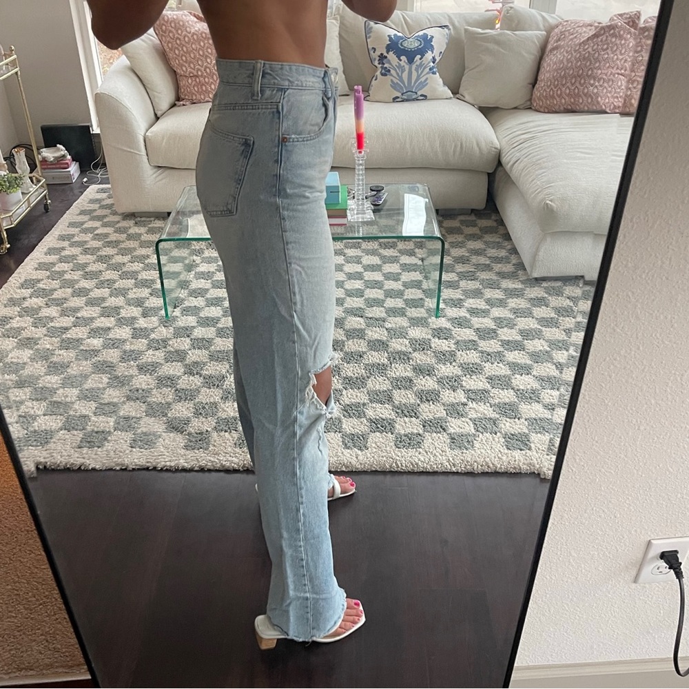 Zara Ripped Wide Leg Jeans